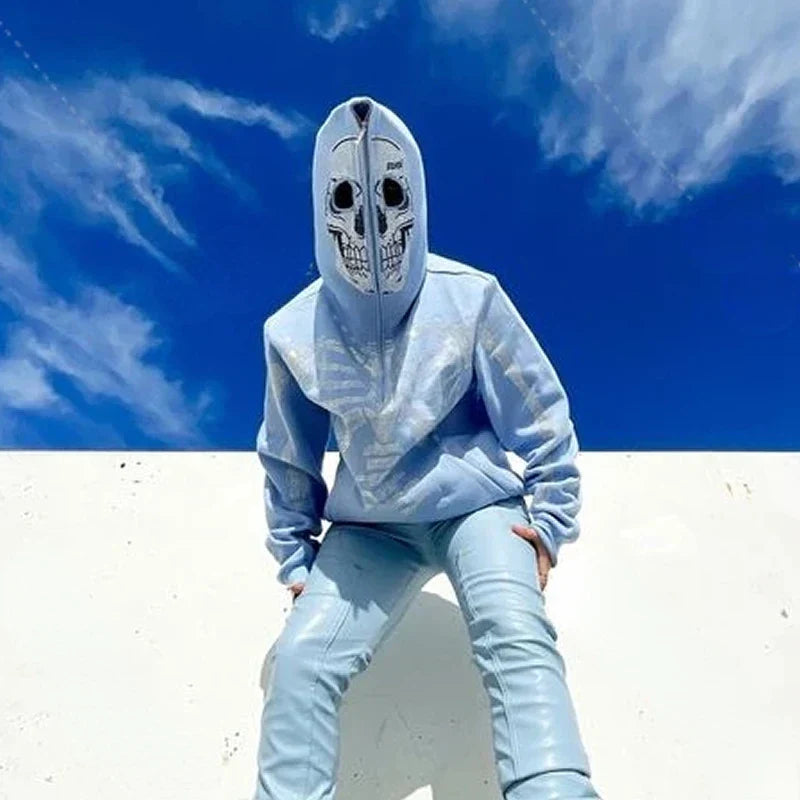 Oversized Men’s Zip Hoodie - Rhinestone Skeleton, Cotton - Tophatter Daily Deals