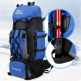 90L Waterproof Camping Backpack with Cover Blue Backpacks - Tophatter Daily Deals