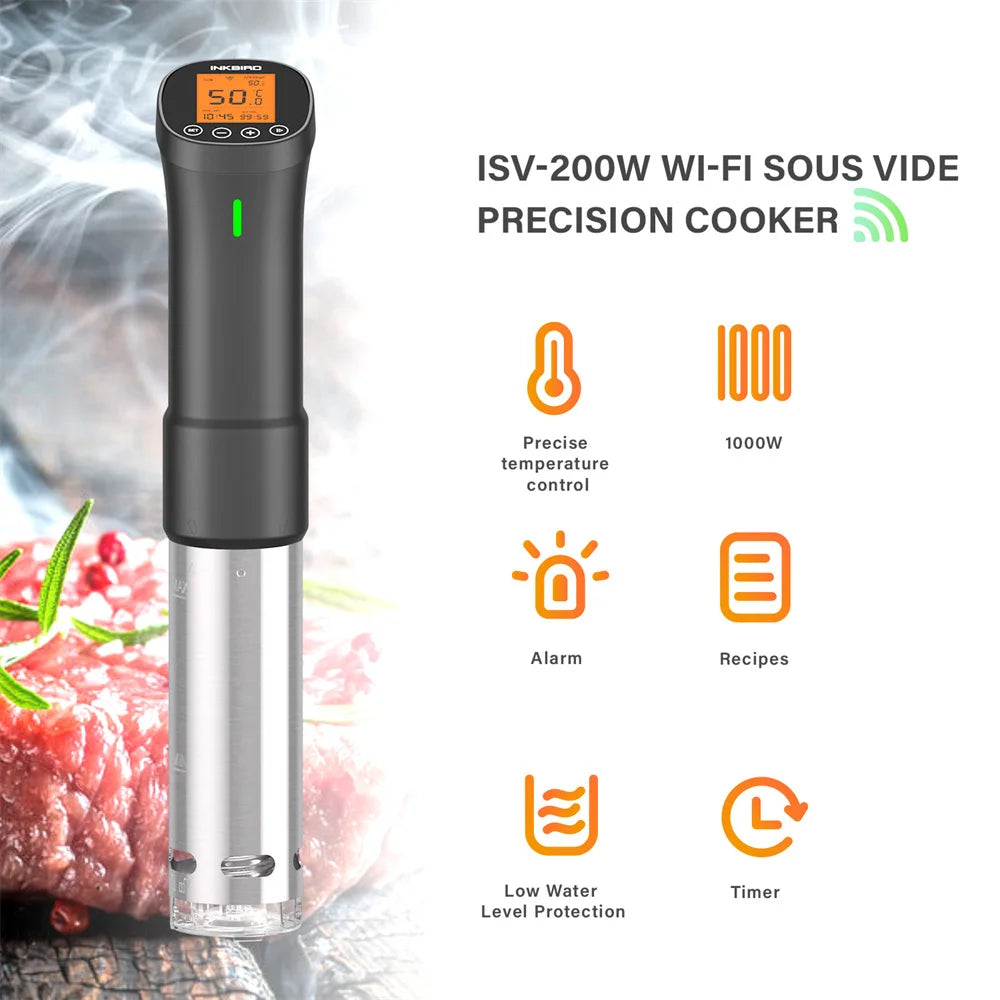 INKBIRD Culinary Sous Vide ISV-200W Wi-Fi Precision Cooker Powerful&Durable Immersion Circulator with Stainless Steel Components - Tophatter Daily Deals