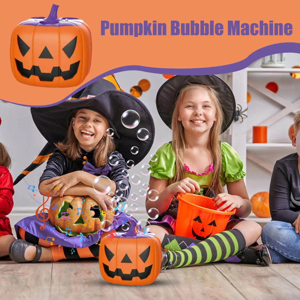 Pumpkin Bubble Machine Halloween 2025 With Lights Sound - Tophatter Daily Deals