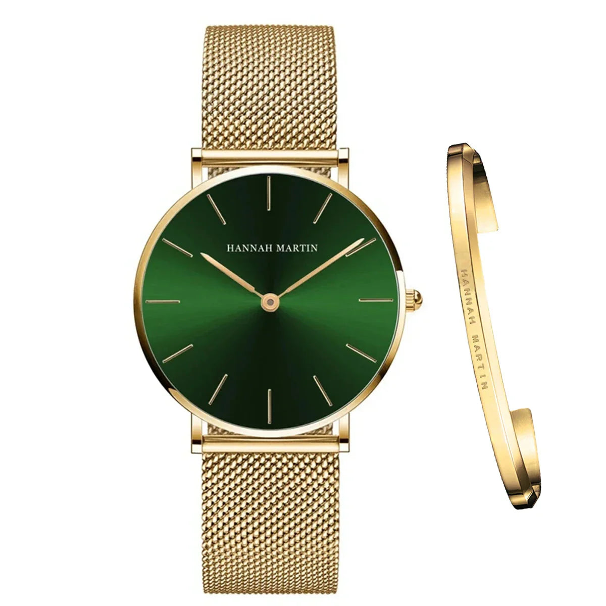 Women's Mesh Bracelet Watch Set (Green Gold) Apparel & Accessories > Jewelry > Watches - Tophatter Daily Deals