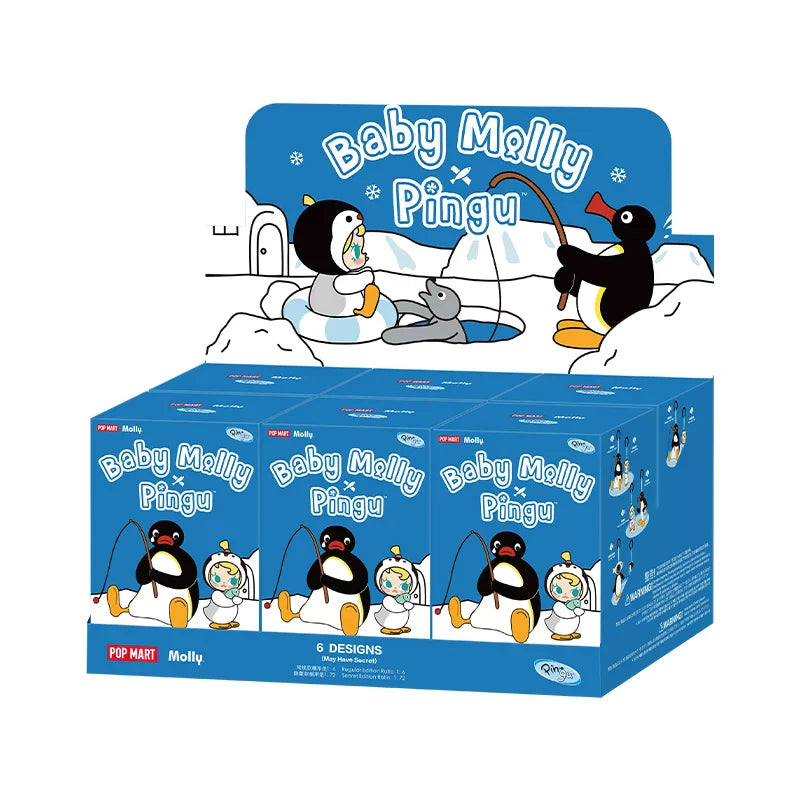 Genuine Pop Mart Baby Molly × Pingu Happy Fishing Series Vinyl Pendant Blind Box Full Set of 6 Boxes Animals - Tophatter Daily Deals