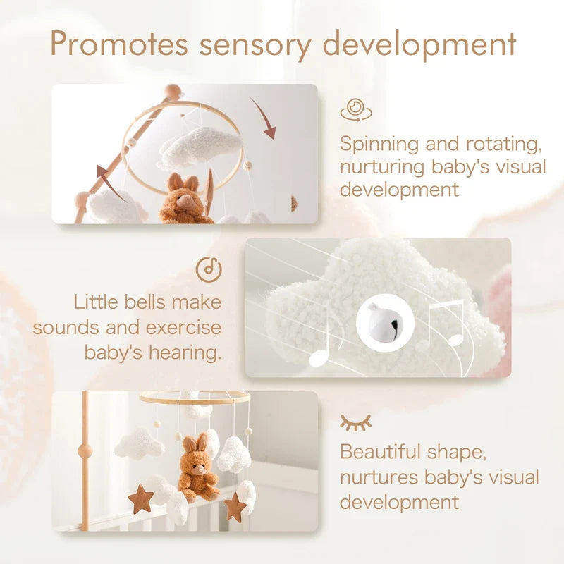 Baby Crib Mobile Wooden Nursery Newborn Sensory Toys - Tophatter Daily Deals