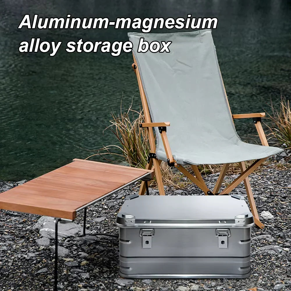 50L Outdoor Aluminum Alloy Storage Box Silver Camping & Hiking - Tophatter Daily Deals
