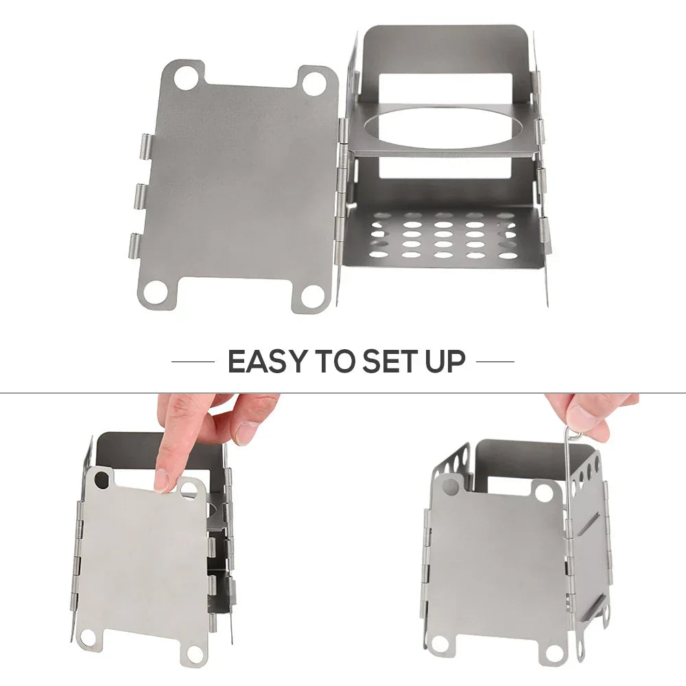 Folding Wood Stove with Mini Alcohol Stove Silver Camp Cooking - Tophatter Daily Deals