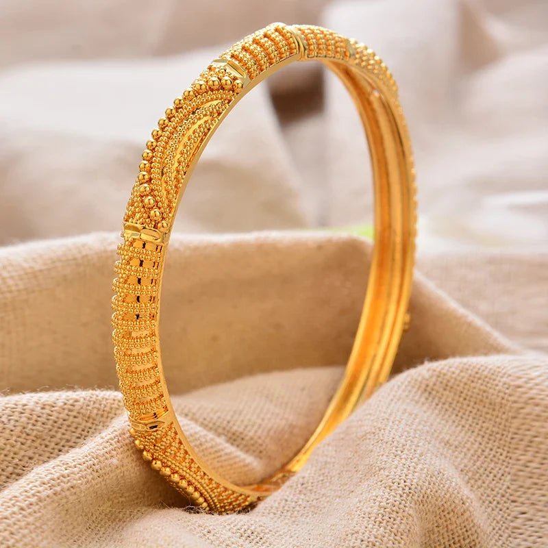 Gold Plated Bangles Luxury Arabic Wedding Bracelet - Tophatter Daily Deals