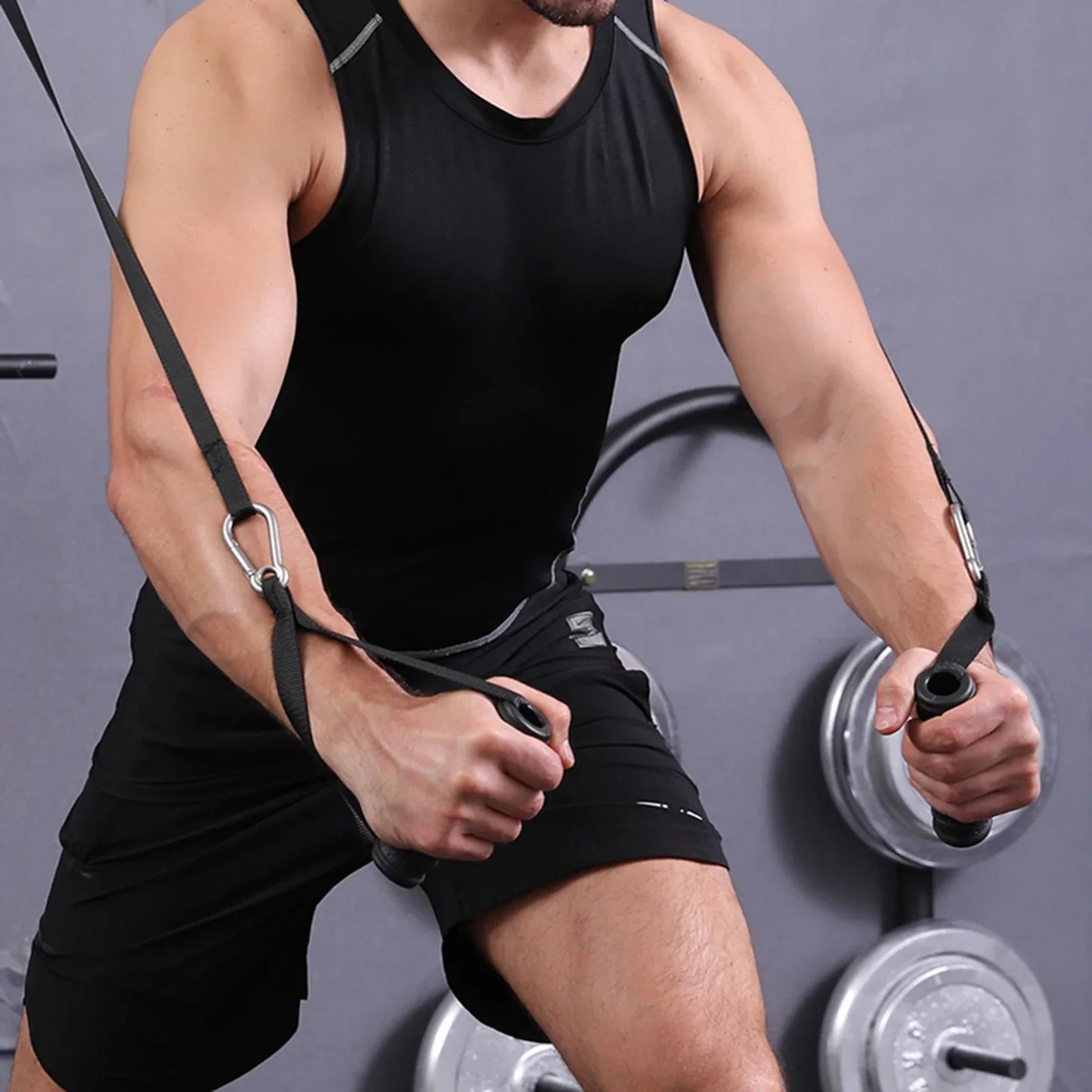 Tricep Rope Pulldown Attachment Black Fitness - Tophatter Daily Deals