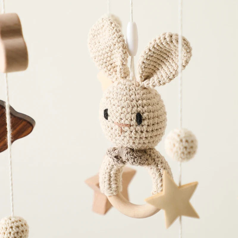 Wooden Rabbit Crib Mobile Newborn Sensory Toys Soft - Tophatter Daily Deals