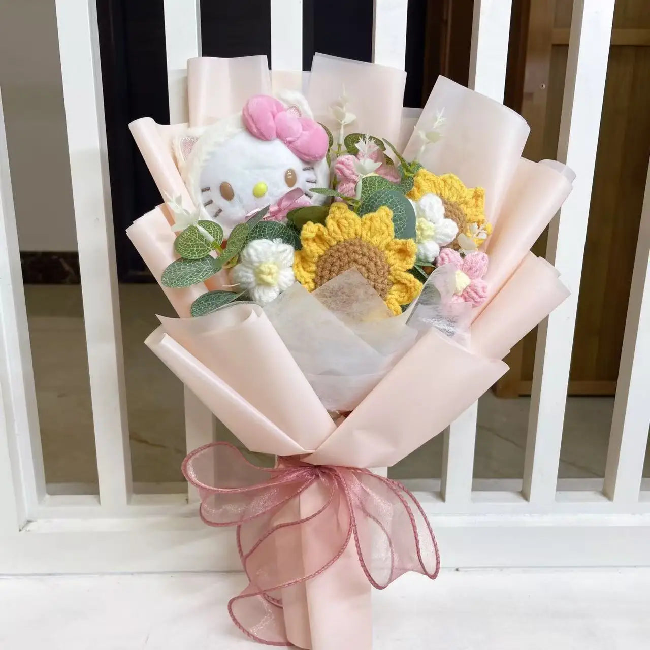Sanrio Hello Kitty Plush Bouquet Flowers Pink Sunflower Flowers - Tophatter Daily Deals