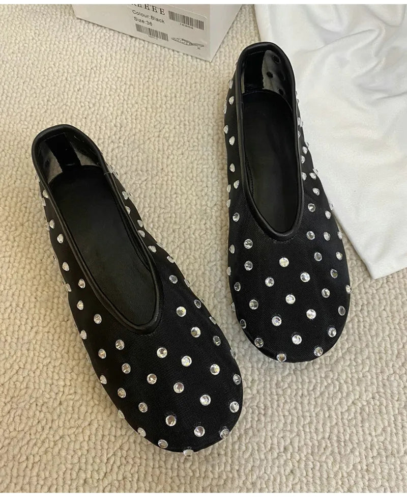Breathable Women Ballet Flats - Mesh Crystal, Casual Walking - Tophatter Daily Deals