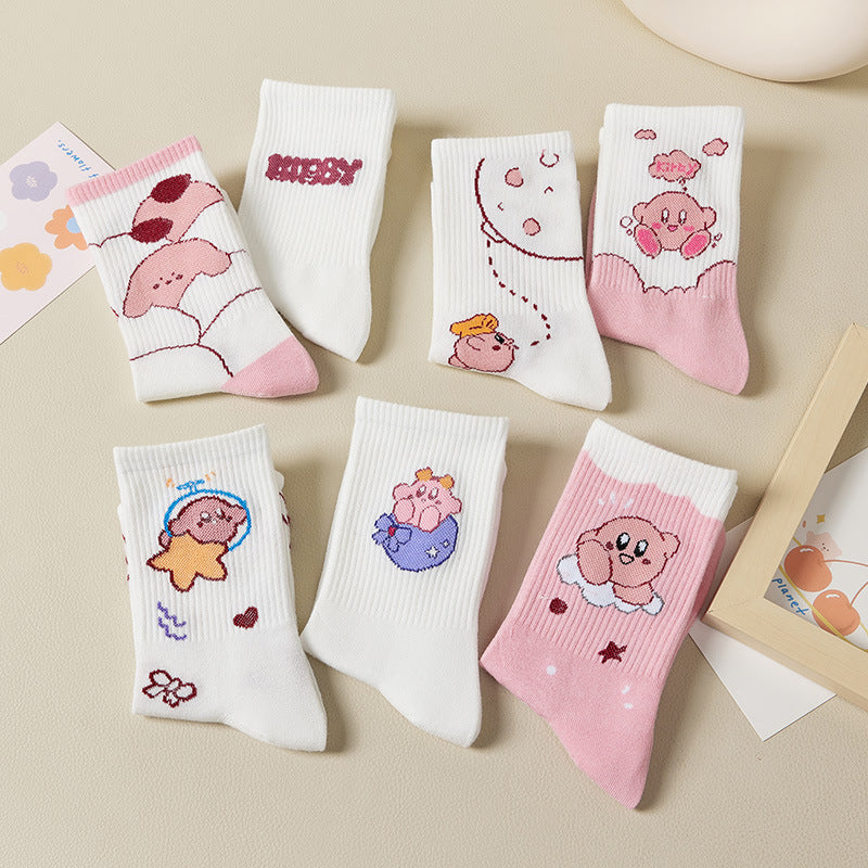 Kirby Kawaii Pink Socks Anime - Tophatter Daily Deals