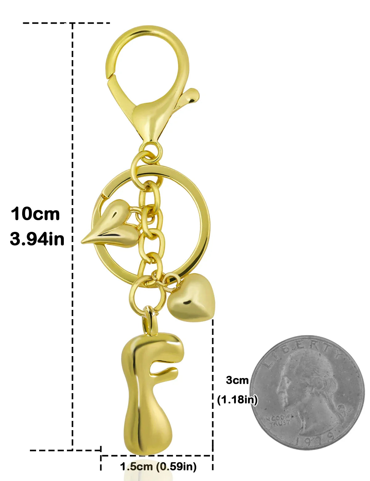 Personalized Keychain Gold Bubble Letter Bag Charm Gift F - Tophatter Daily Deals