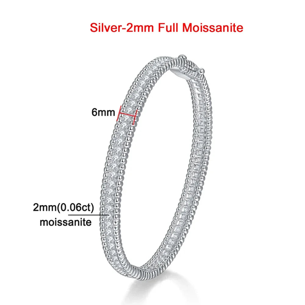 Moissanite 2mm Bracelet 18K Gold Plated Tennis Bangle Silver-Moissanite - Tophatter Daily Deals