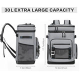 30L Camping Insulated Backpack Hot Cold Storage Gray Backpacks - Tophatter Daily Deals