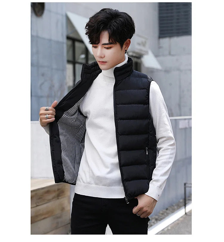 Insulating Men's Puffer Vest - Quilted Cotton Blend, Winter - Tophatter Daily Deals