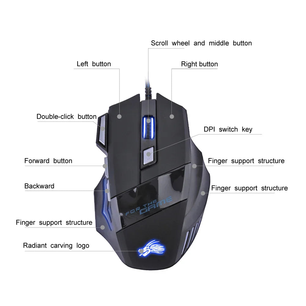 Usb Wired Gaming Mouse 7 Button Backlit Ergonomic Comfort - Tophatter Daily Deals