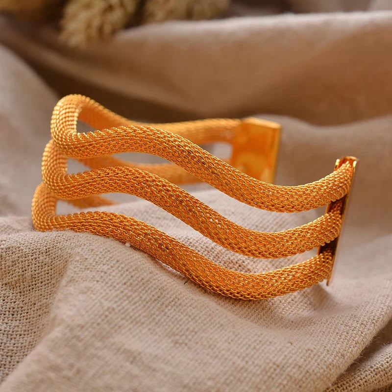 Gold Plated Bangles Luxury Arabic Wedding Bracelet - Tophatter Daily Deals