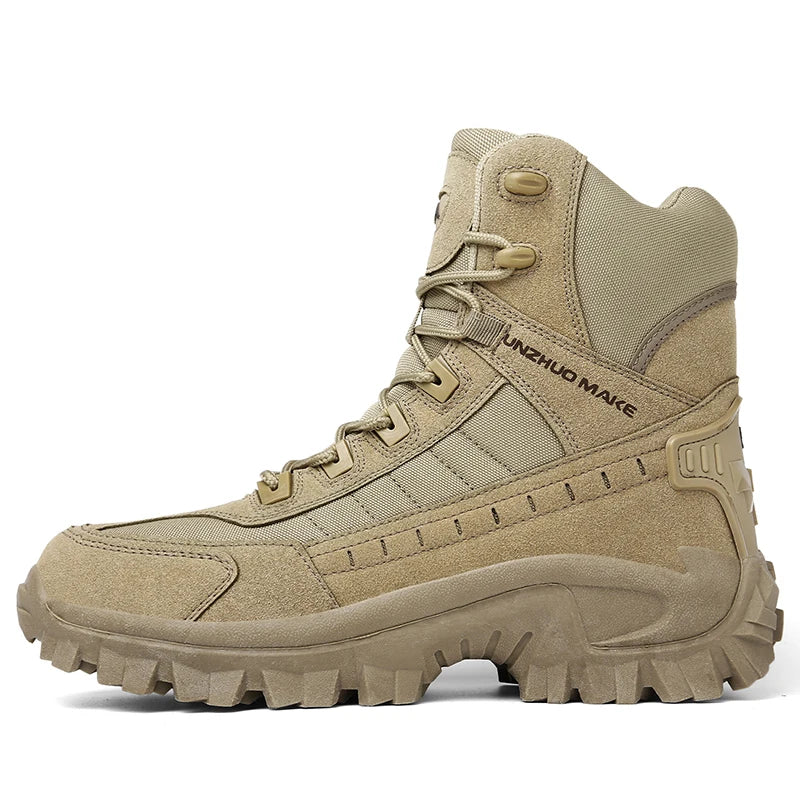 Mens Tactical Desert Combat Ankle Work Boots (Khaki) Apparel & Accessories > Shoes > Boots - Tophatter Daily Deals