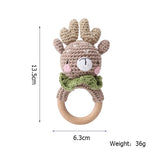 Wooden Crochet Animal Teether Rattle Newborn Sensory Toys 1PC Elk - Tophatter Daily Deals