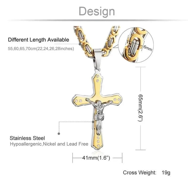 Men's Gold Cross Pendant Necklace Necklaces - Tophatter Daily Deals