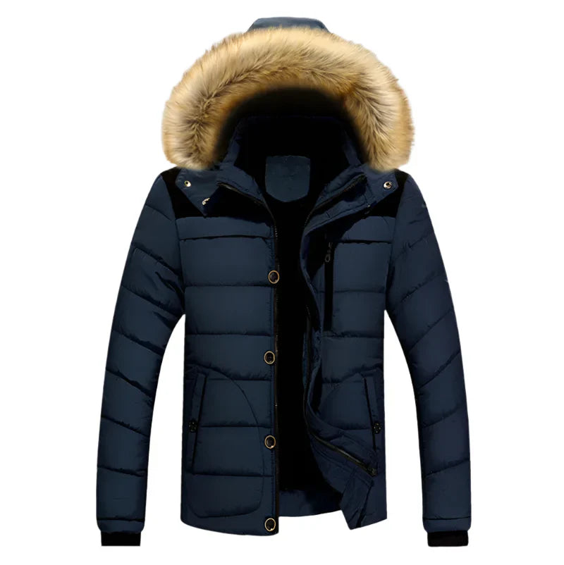Men's Thick Hooded Winter Parka Jacket Coat (Dark Blue) Apparel & Accessories > Clothing > Outerwear > Coats & Jackets > Parkas - Tophatter Daily Deals