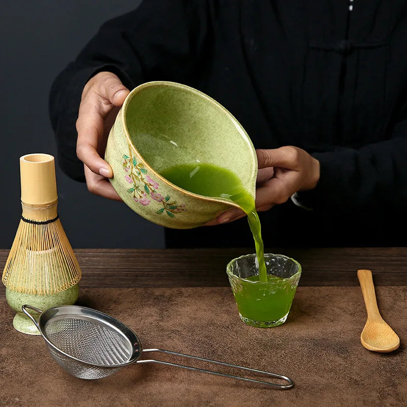 Matcha Tea Set Porcelain Bowl Bamboo Whisk Traditional Box - Tophatter Daily Deals