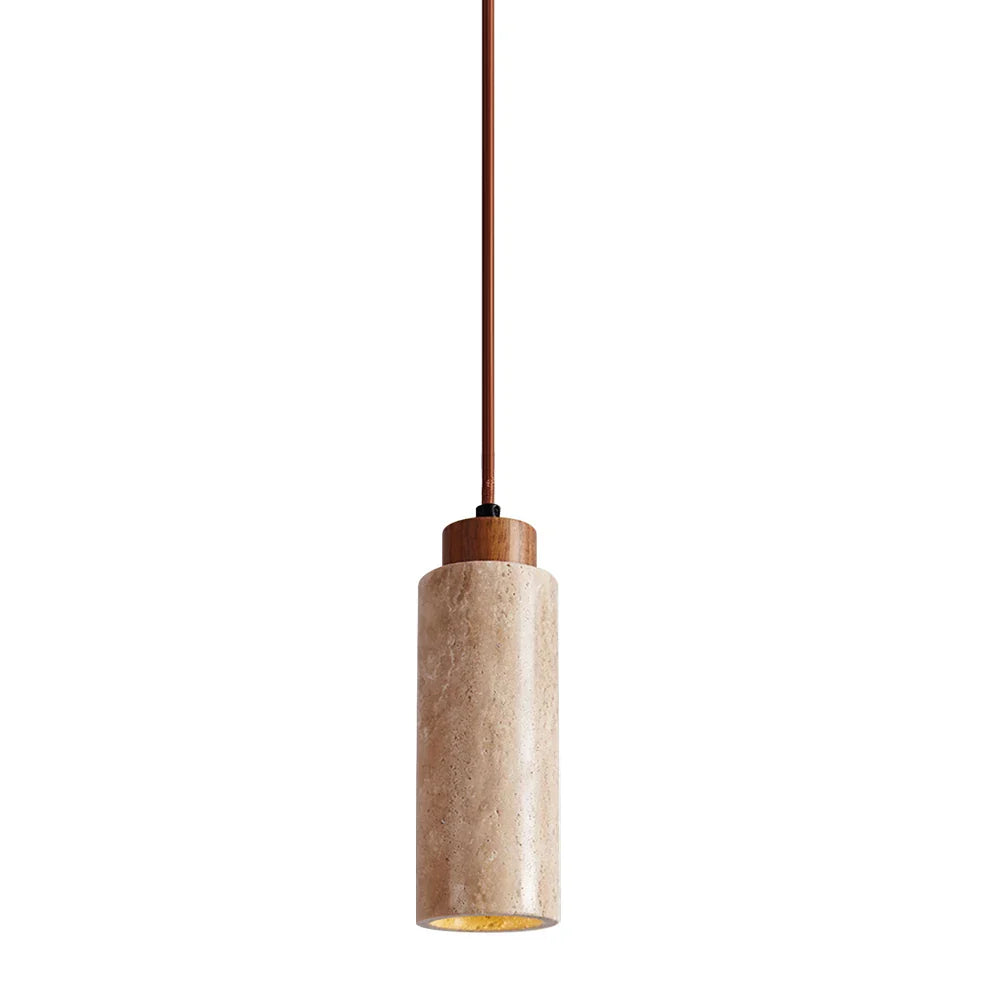 Japandi Japanese Pendant Light Wood And Travertine Bedside Lamp CA - Tophatter Daily Deals