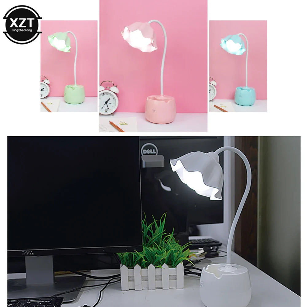 Flower LED Night Light Pen Pot Holder Lamp Pink Flowers - Tophatter Daily Deals