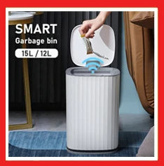 Automatic Sensor Trash Can Narrow Roman Stripe Bathroom Bin - Tophatter Daily Deals