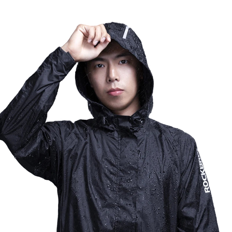 Waterproof Mens Cycling Jacket - Hooded, Nylon, For Rain Black - Tophatter Daily Deals