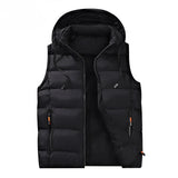 Warm Men’s Hooded Vest - Quilted Polyester, Winter Layering Black - Tophatter Daily Deals