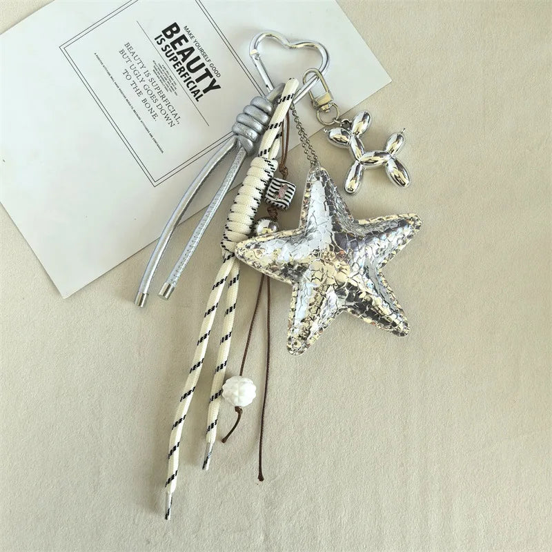 Y2K Leather Star Keychain Dachshund Bag Charm Anti Lost Silver - Tophatter Daily Deals