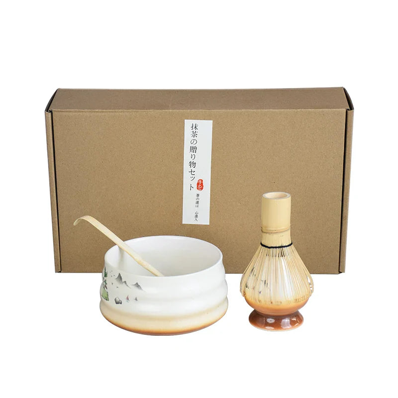 Matcha Tea Set Porcelain 4Pc Handmade Easy Clean Gift Kit - Tophatter Daily Deals