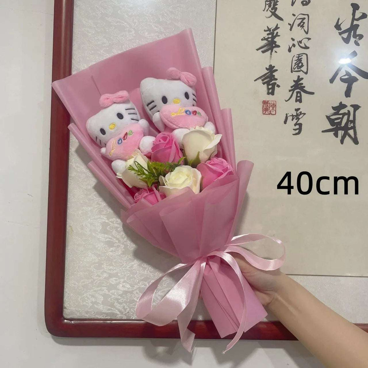 Sanrio Kawaii Hello Kitty Plush Flowers Bouquet Pink Hearts Flowers - Tophatter Daily Deals