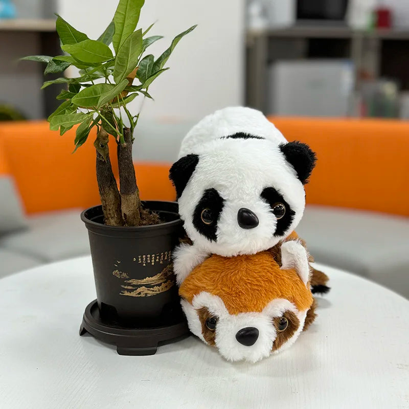 Double-Sided Panda Raccoon Plush Toy Red Panda Animals - Tophatter Daily Deals