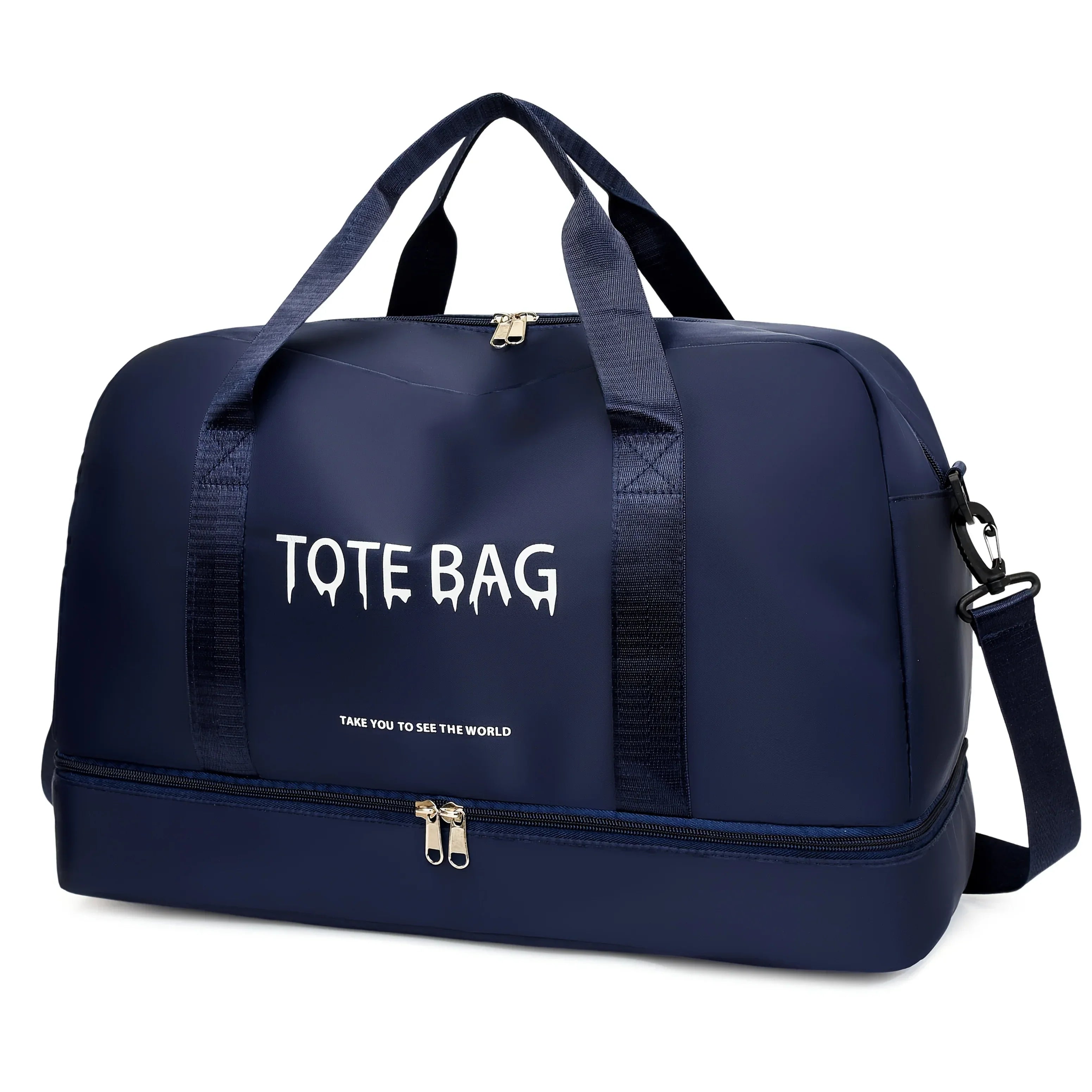 Travel Duffle Bag with Shoe Compartment & Strap (Deep Blue) Luggage & Bags > Duffel Bags - Tophatter Daily Deals