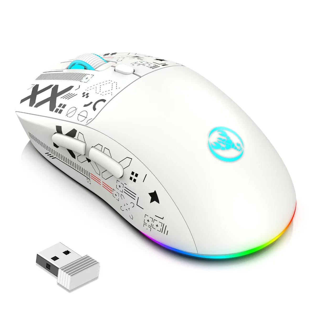 Gaming Mouse Wireless RGB 4000 DPI Rechargeable 650mAh T90 White - Tophatter Daily Deals