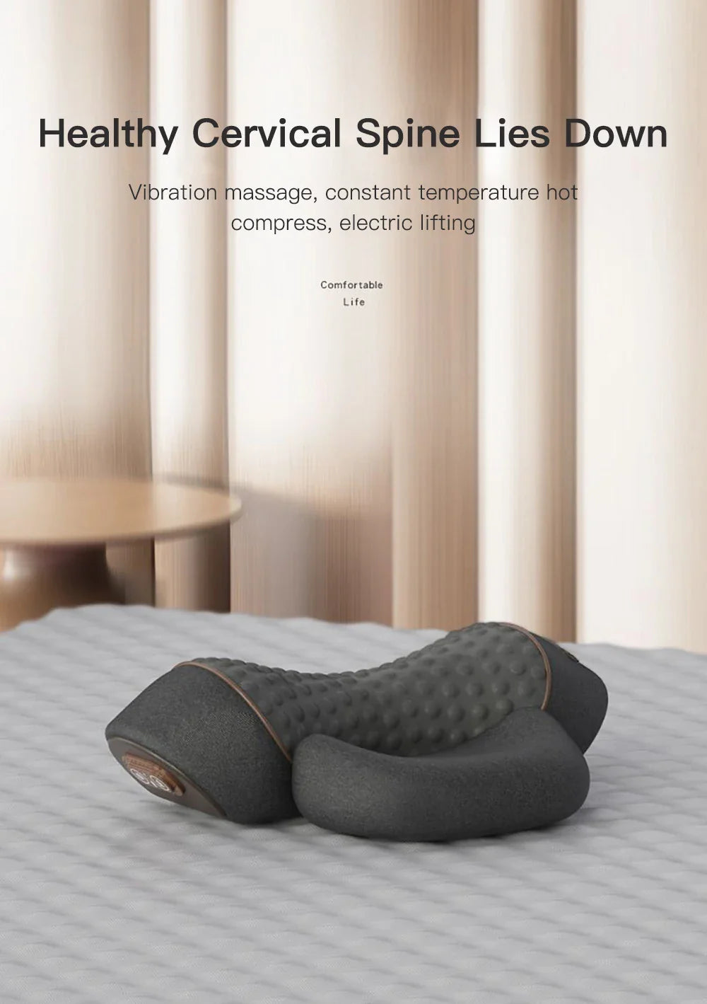 Neck Massage Pillow Heating Vibration Memory Foam Support - Tophatter Daily Deals