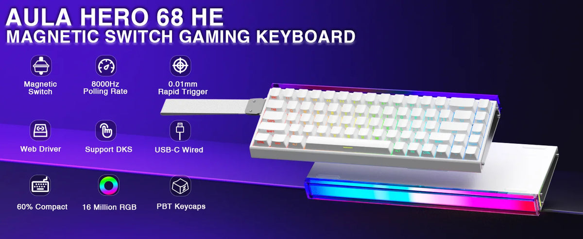 Mechanical 60 Percent Magnetic Switch Gaming Keyboard 8KHz - Tophatter Daily Deals