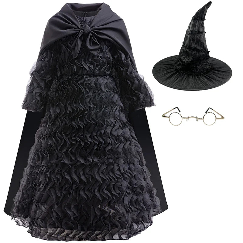 Witch Costume Kids Cosplay Dress With Hat Halloween 2025 3 PCS - Tophatter Daily Deals