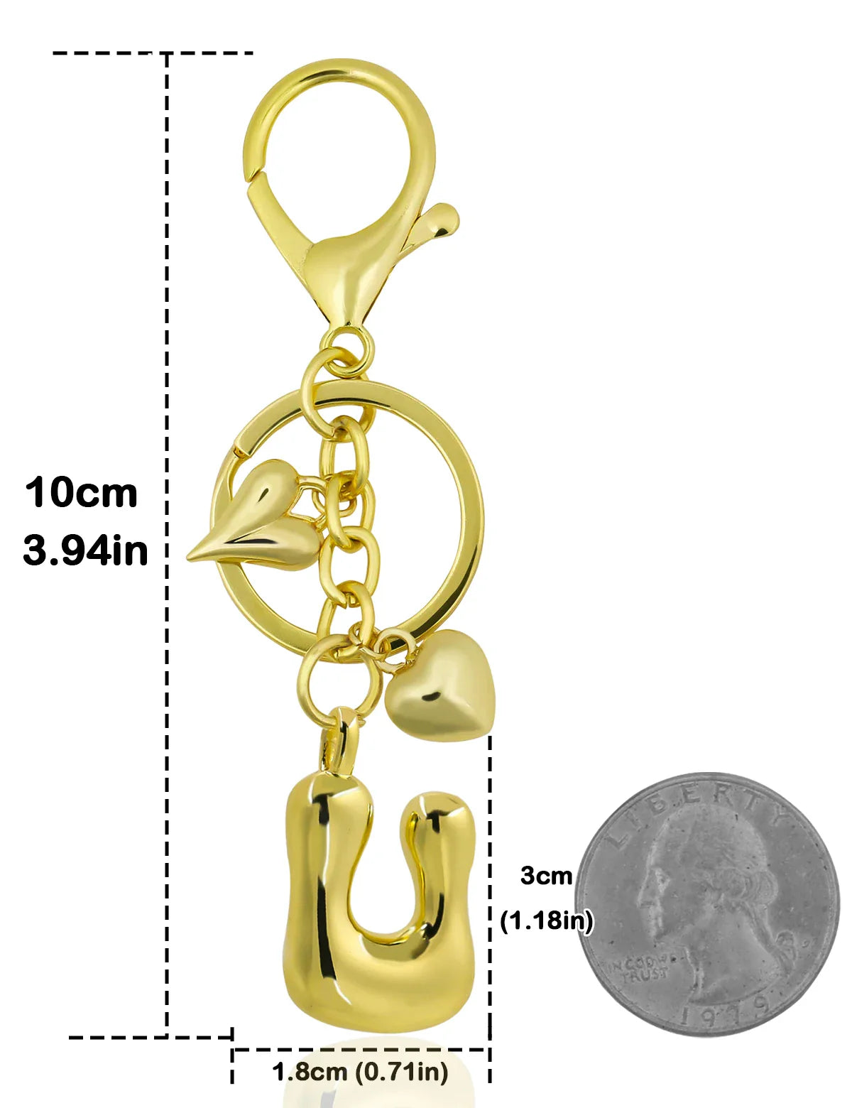 Personalized Keychain Gold Bubble Letter Bag Charm Gift U - Tophatter Daily Deals