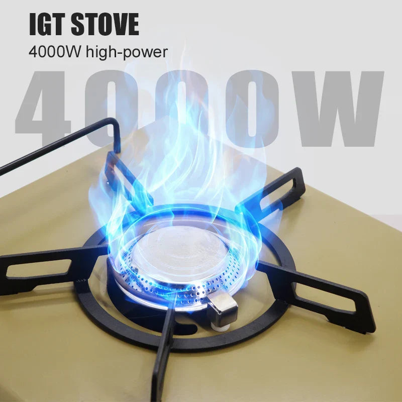 4000W Portable Gas Stove Burner High-Power Khaki Camp Cooking - Tophatter Daily Deals