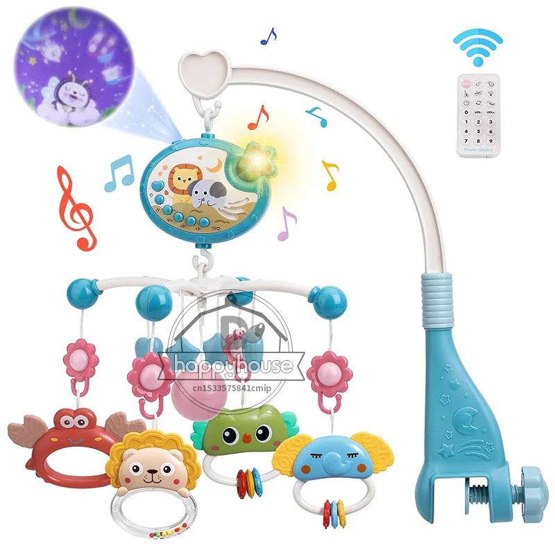 Musical Baby Mobile Projection Remote Newborn Sensory Toys Blue - Tophatter Daily Deals