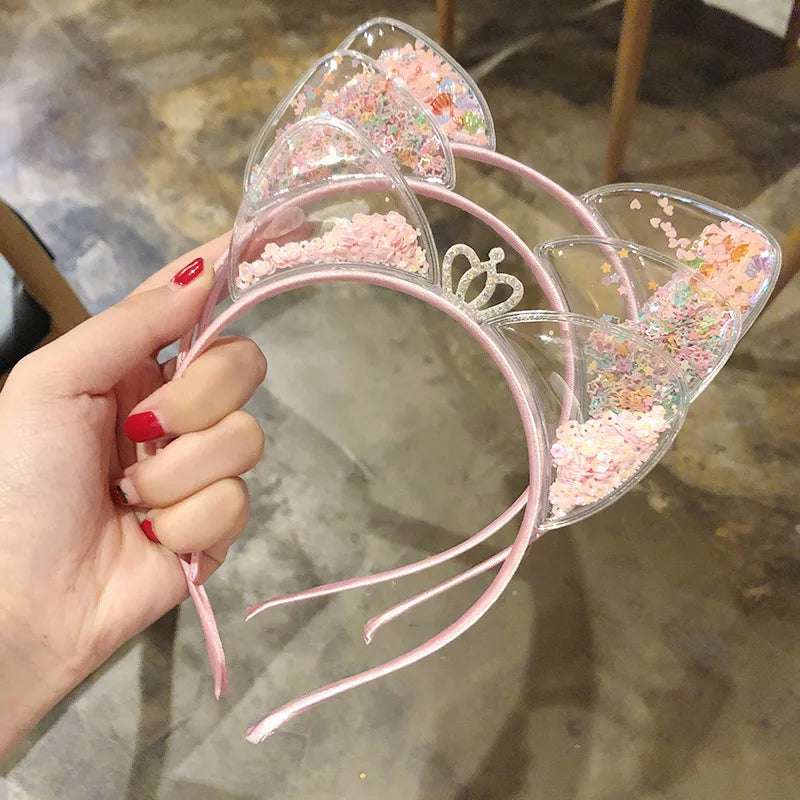 Glitter Sequins Cat Ear and Bow Headbands Multicoloured Mythical - Tophatter Daily Deals