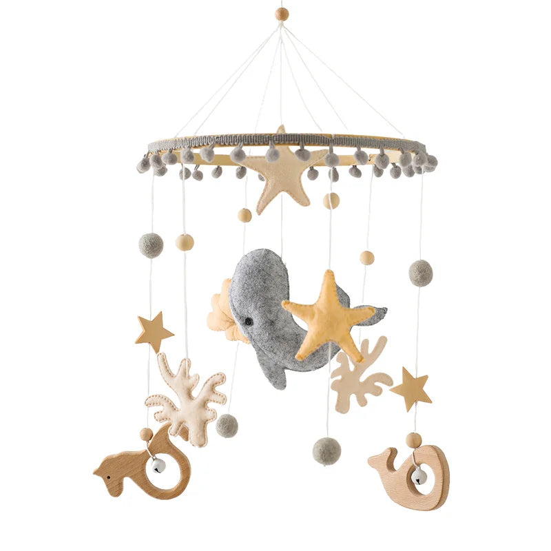 Baby Crib Mobile Wooden Nursery Newborn Sensory Toys Gray Whale - Tophatter Daily Deals
