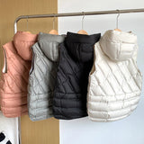 Lightweight Women Hooded Down Vest - Boxy, Down, Autumn - Tophatter Daily Deals