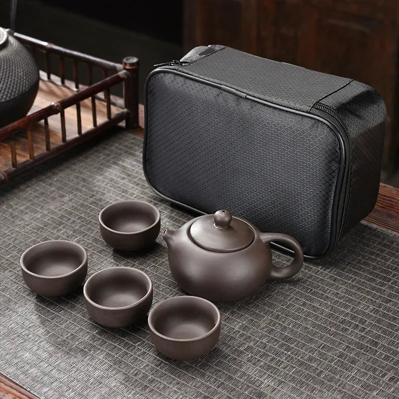 Purple Clay Travel Tea Set Portable Kung Fu Teaware - Tophatter Daily Deals