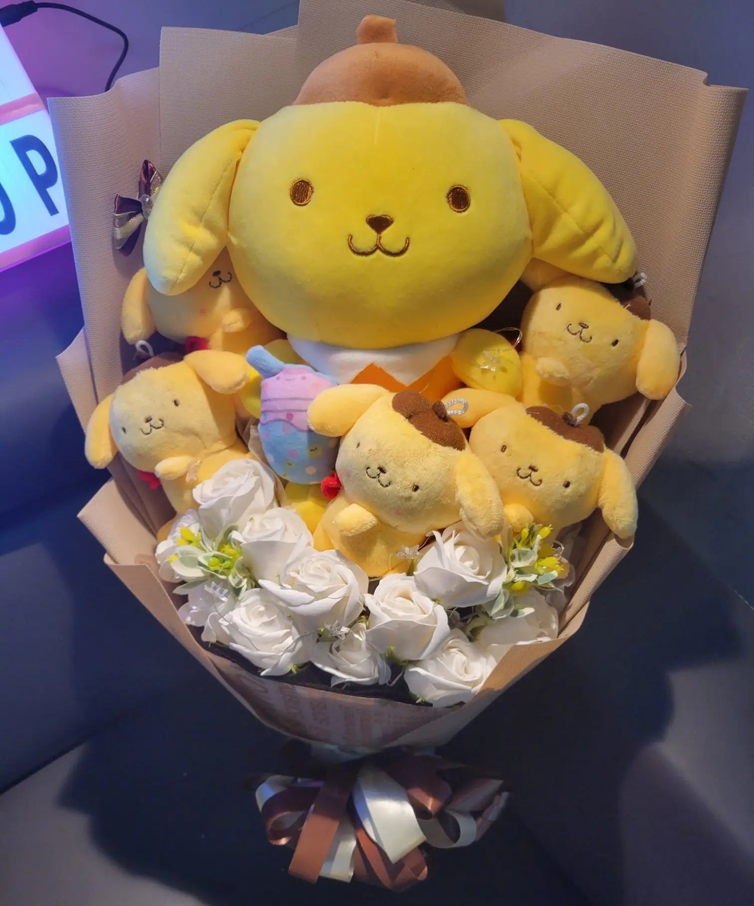 Sanrio Kawaii Plush Bouquet Cute Soft Stuffed Toys PomPomPurin Flowers - Tophatter Daily Deals