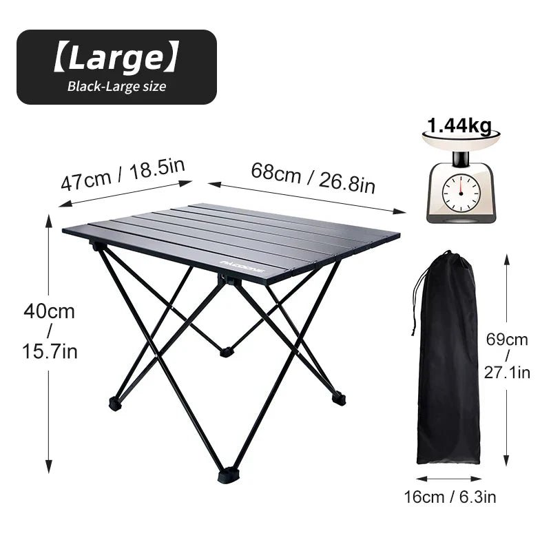 Portable Folding Camping Table Aluminum Black Camp Furniture - Tophatter Daily Deals