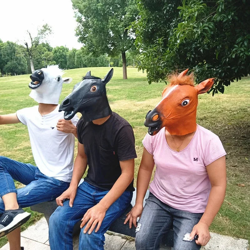 Horse Head Mask Cosplay Costume Party Funny Halloween Horse Head Mask Headgear - Tophatter Daily Deals